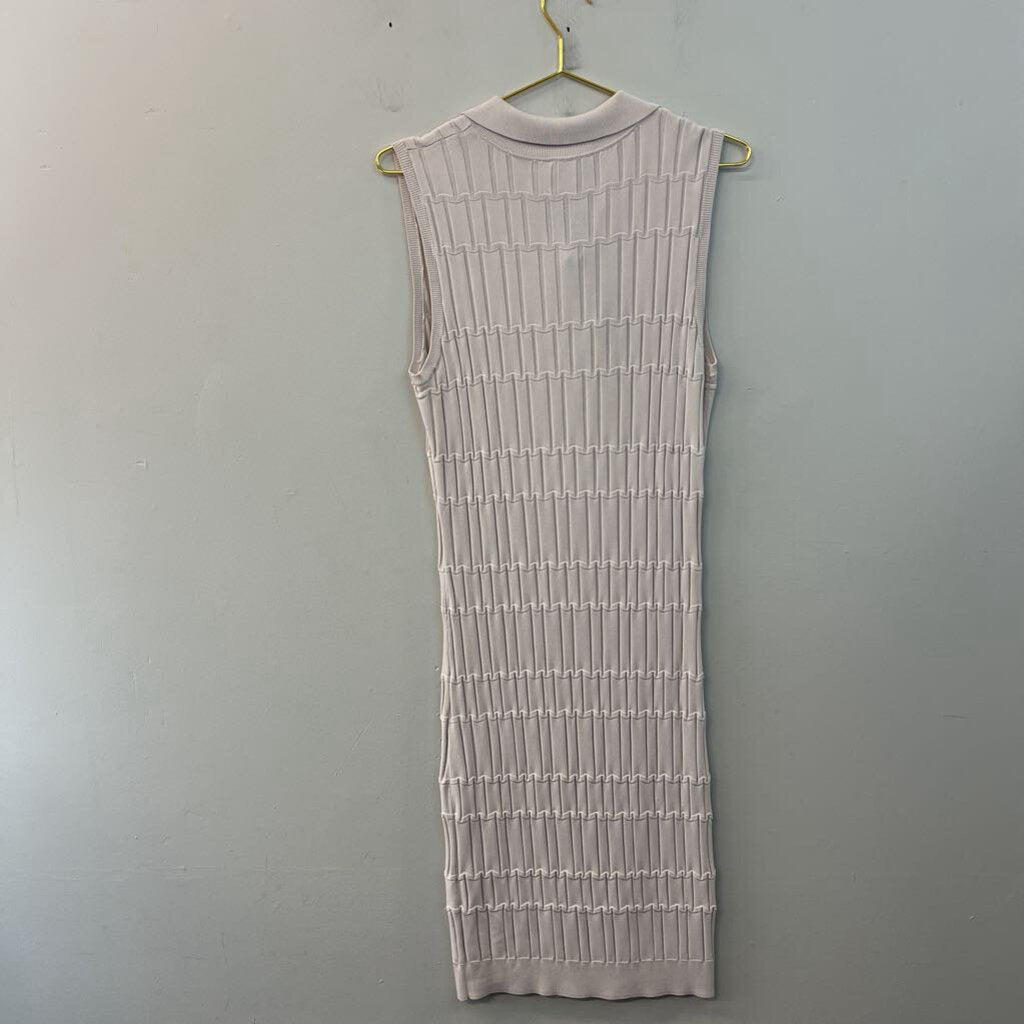 Current Air Grey Ribbed Striped Sleeveless Midi Dress Medium