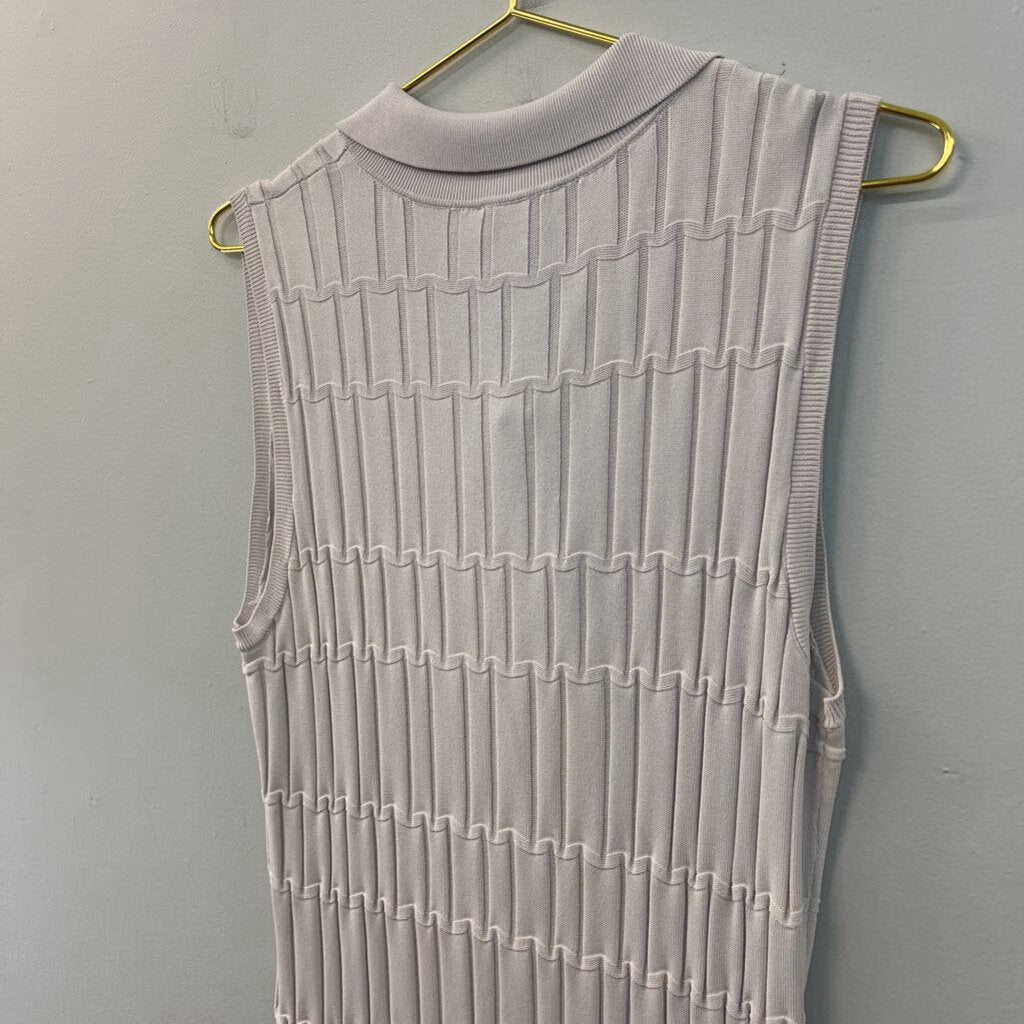 Current Air Grey Ribbed Striped Sleeveless Midi Dress Medium