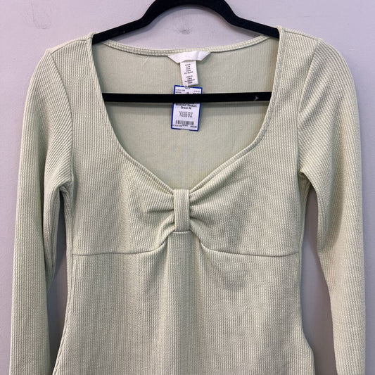 Light Green Textured Long Sleeve Bodysuit Medium