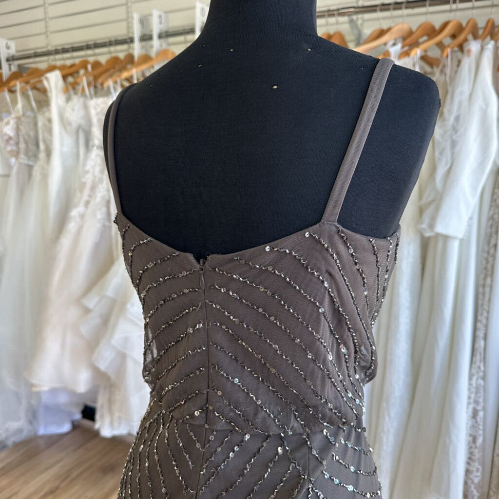 Adrianna Papell Brown Beaded/ Sequin Long Formal Dress 12