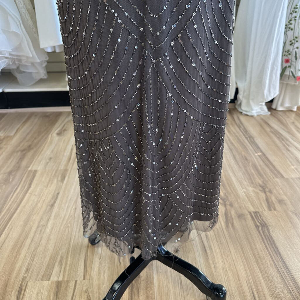 Adrianna Papell Brown Beaded/ Sequin Long Formal Dress 12