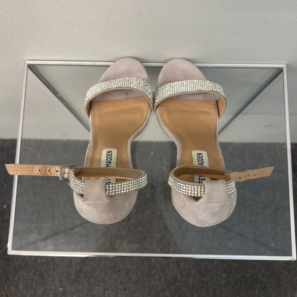 Steve Madden Mauve Sparkle Ankle Strap Block Heels 7
