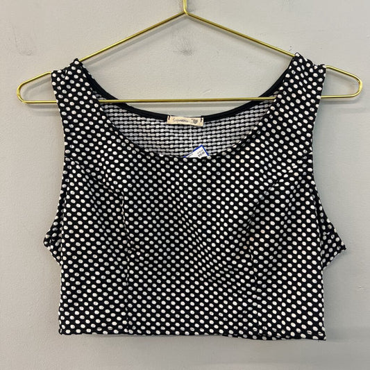 Soprano Black/ White Polka Dot Cropped Tank Top Large