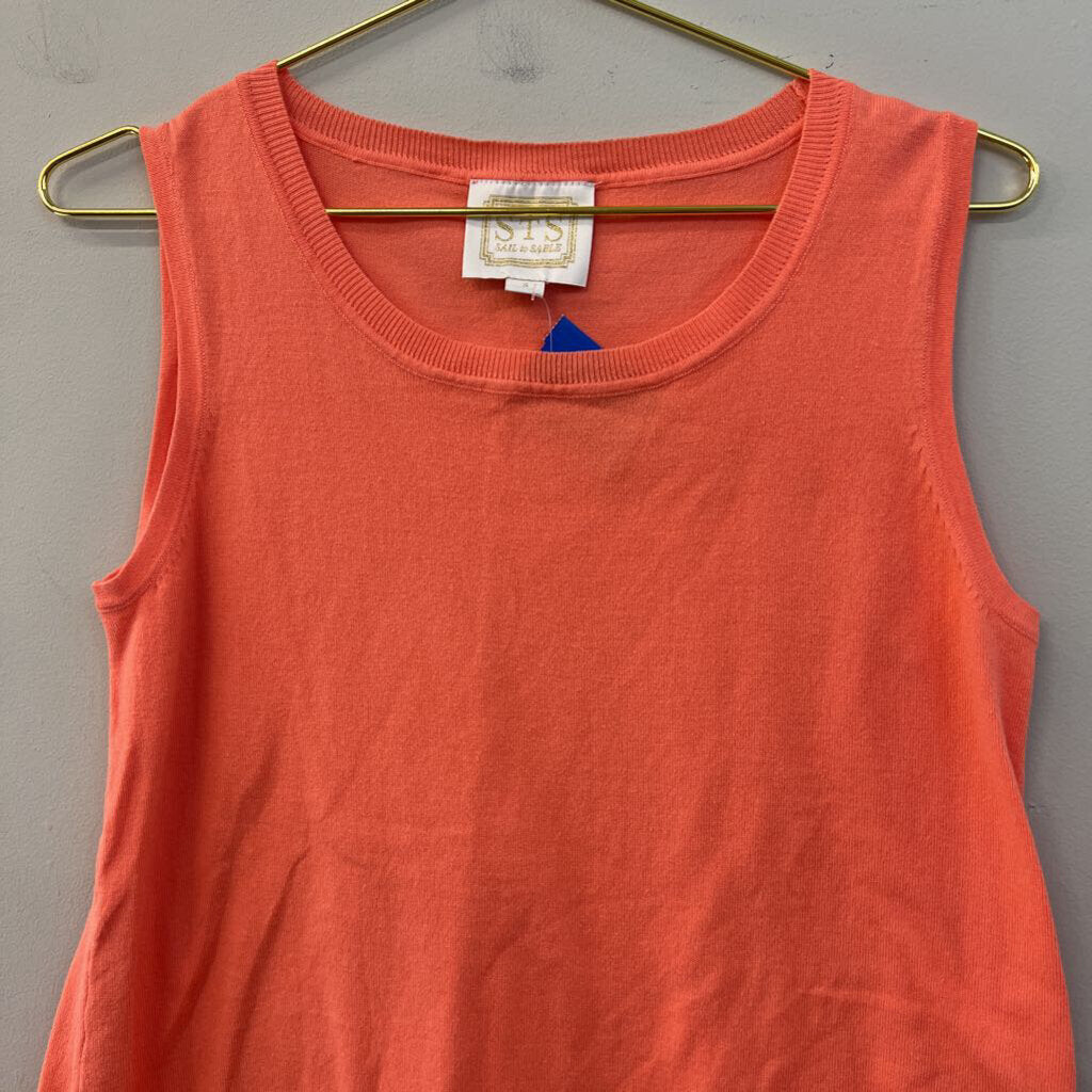 Sail to Sable Coral Fringe Hem Tank Top Small