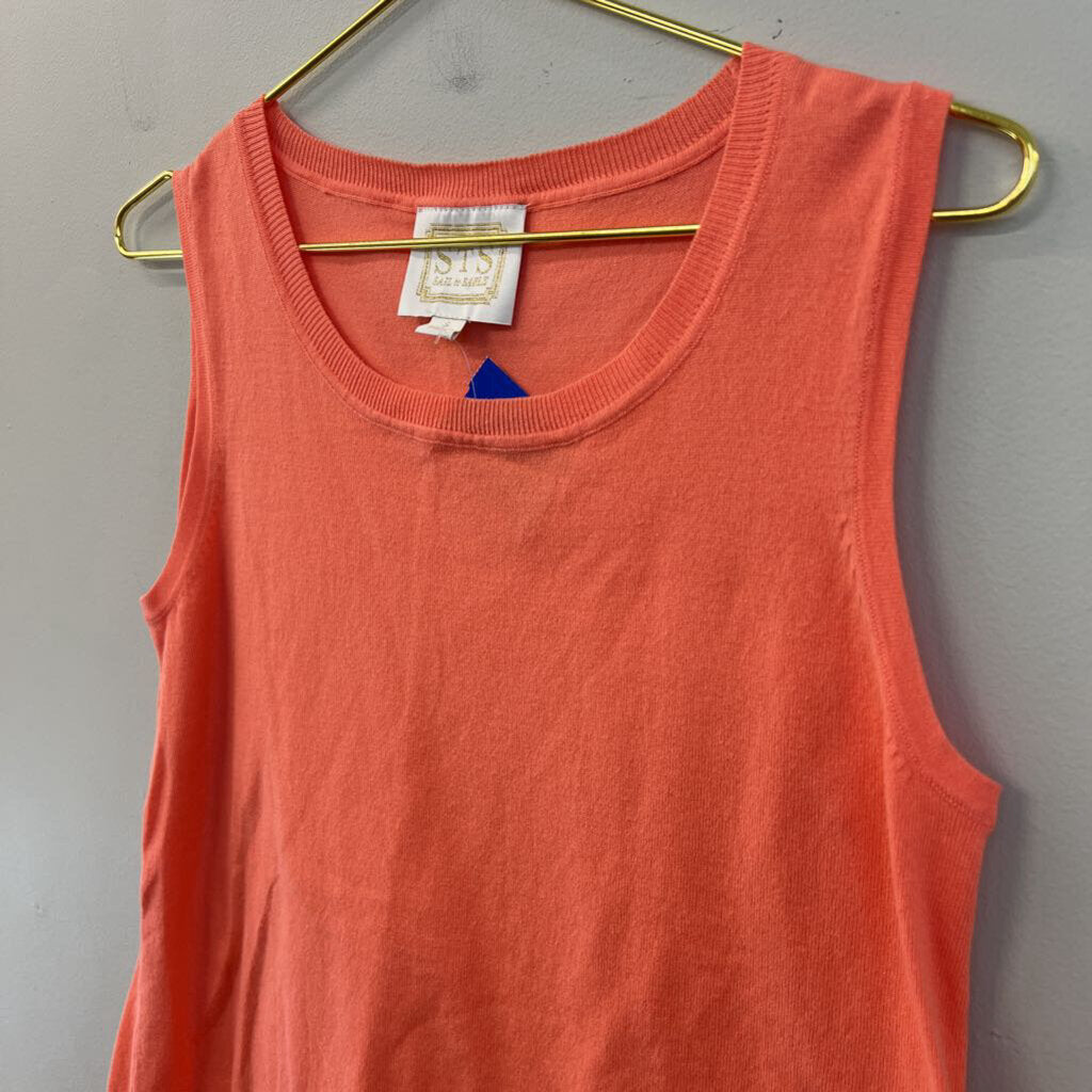 Sail to Sable Coral Fringe Hem Tank Top Small