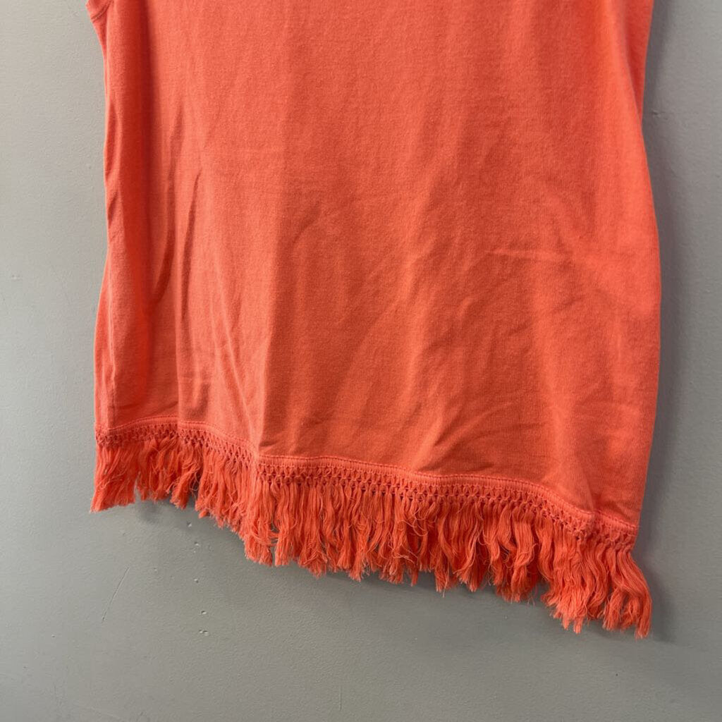 Sail to Sable Coral Fringe Hem Tank Top Small