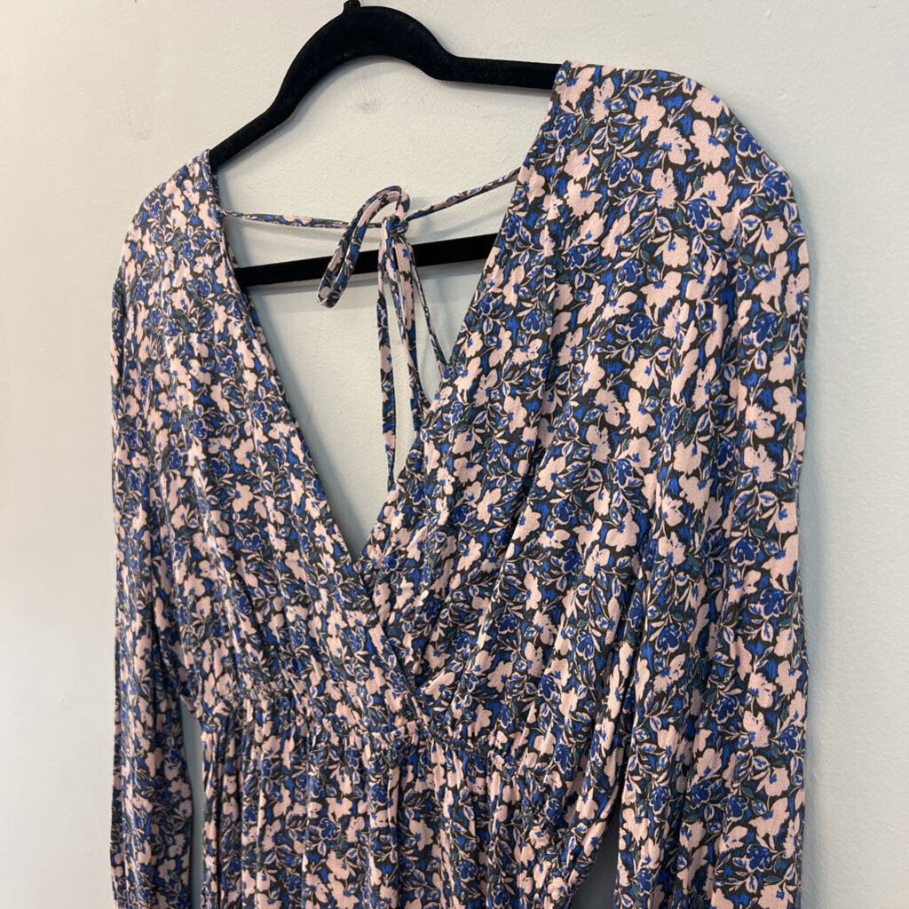 Heyson Blue/ Pink Print Long Sleeve Dress Large