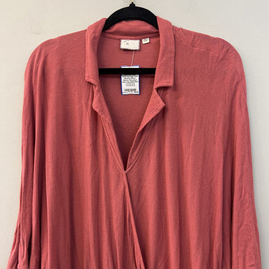 Anthropologie Pink Slouchy Short Sleeve Smocked Hem Top XS/S