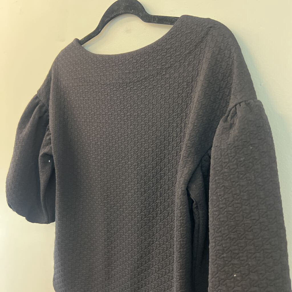 Anthropologie Black Textured Short Puff Sleeve Top Extra Small