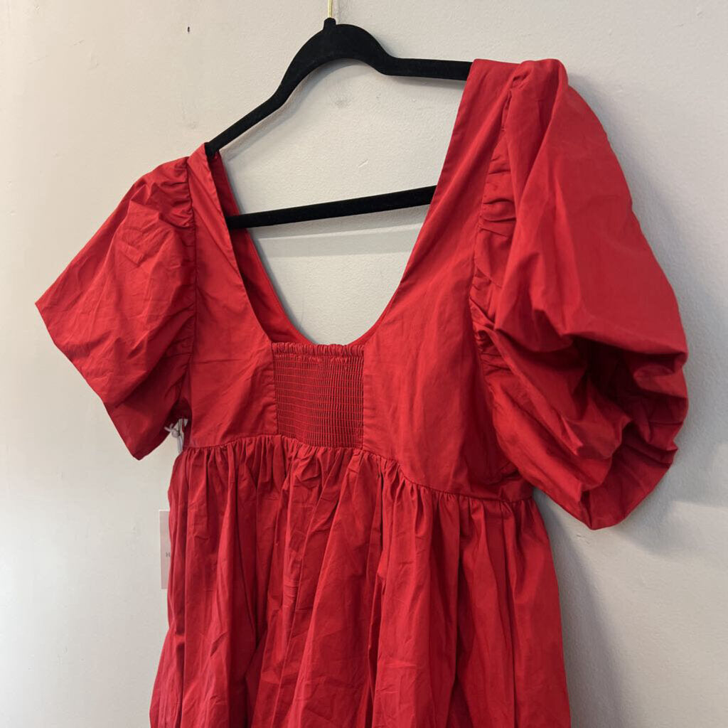 Hyacinth House Red Short Puff Sleeve Baby Doll Top Small