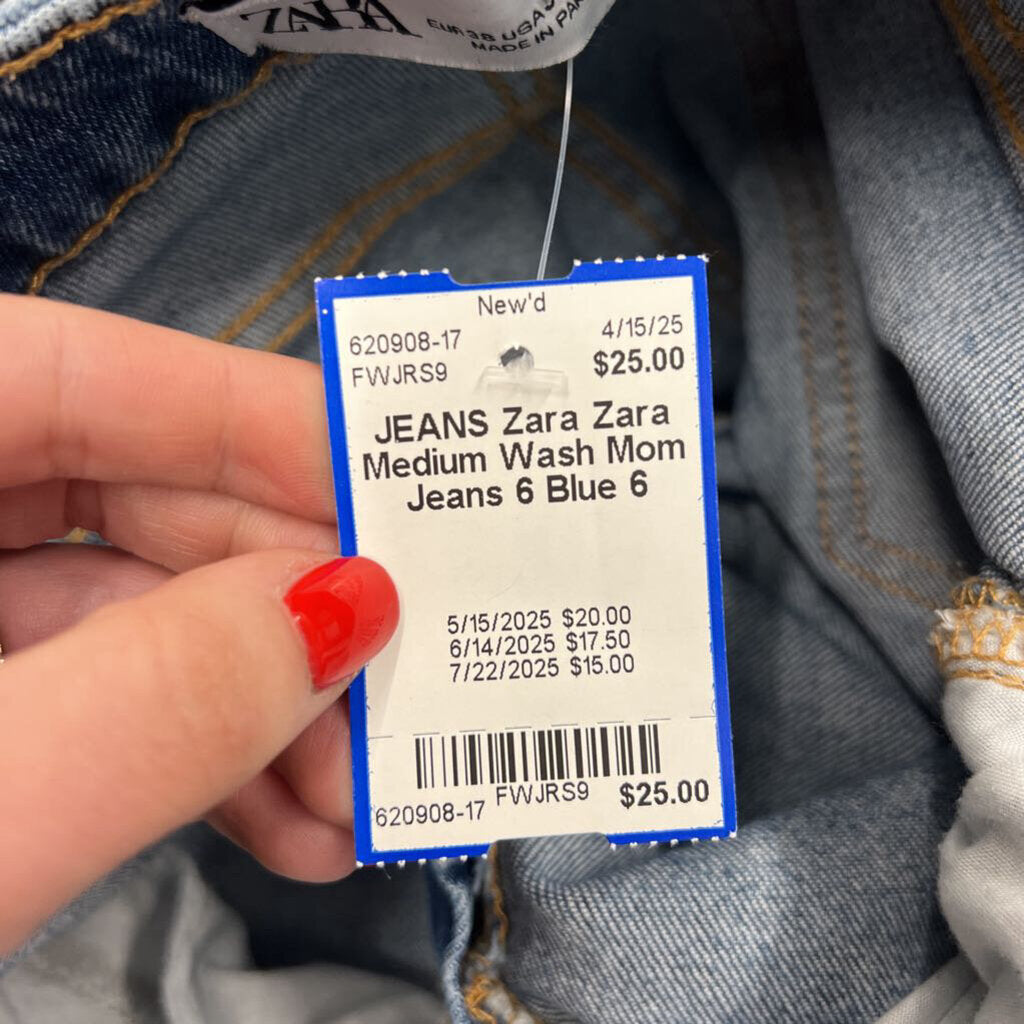 Zara Medium Wash Mom Jeans 6
