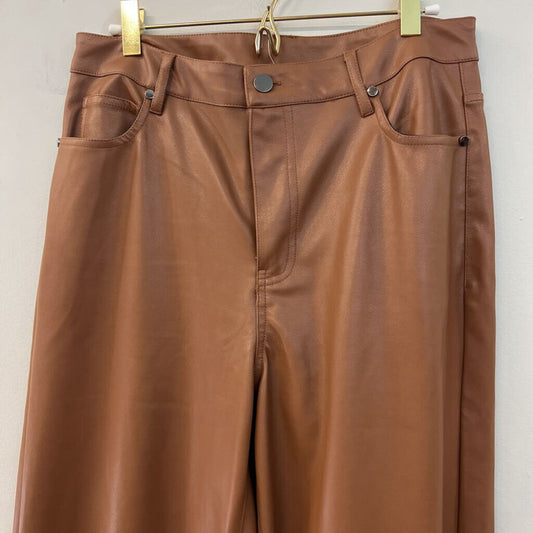 Easel Brown Faux Leather Wide Leg Pants Medium
