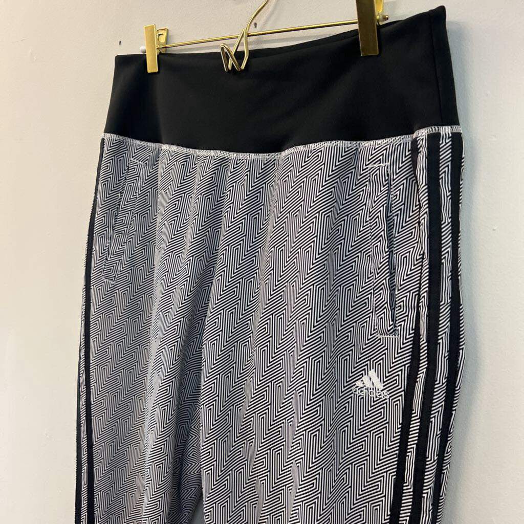 Adidas Black/ White Print Lightweight Sweat Pants Medium