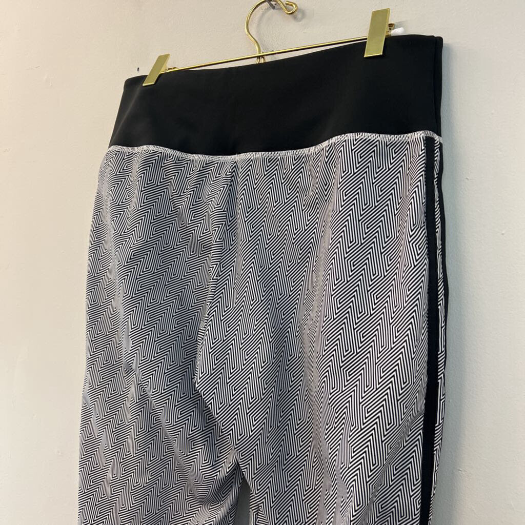 Adidas Black/ White Print Lightweight Sweat Pants Medium
