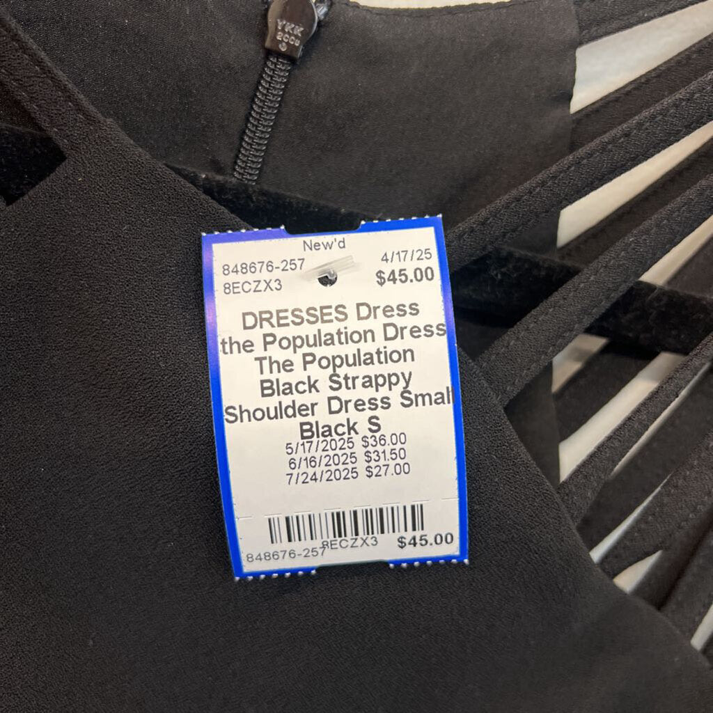 Dress The Population Black Strappy Shoulder Dress Small