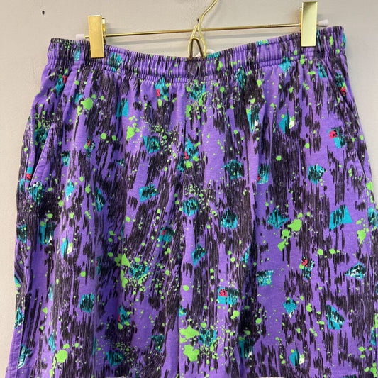 Vintage Surf Gear Purple/ Multi Retro Print Pull On Shorts Medium