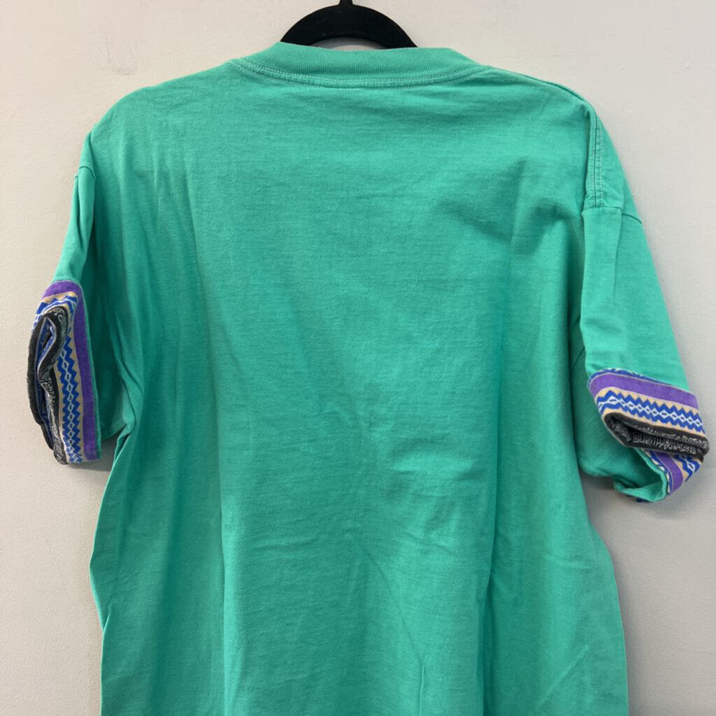 Vintage Surfers Alliance Mint Green/ Multi Retro Print Short Sleeve Graphic Tee Extra Large