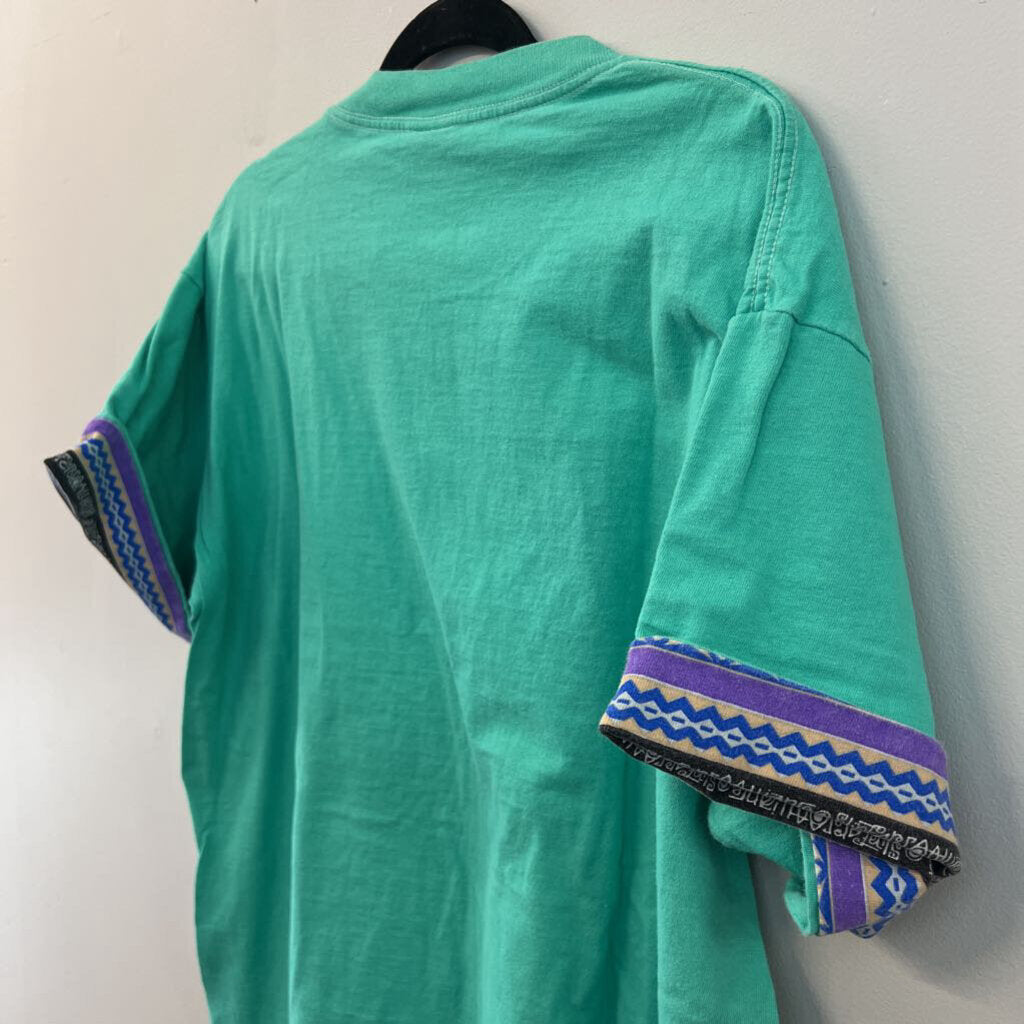 Vintage Surfers Alliance Mint Green/ Multi Retro Print Short Sleeve Graphic Tee Extra Large
