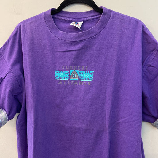 Vintage Surfers Alliance Purple/ Multi Retro Print Short Sleeve Graphic Tee Extra Large