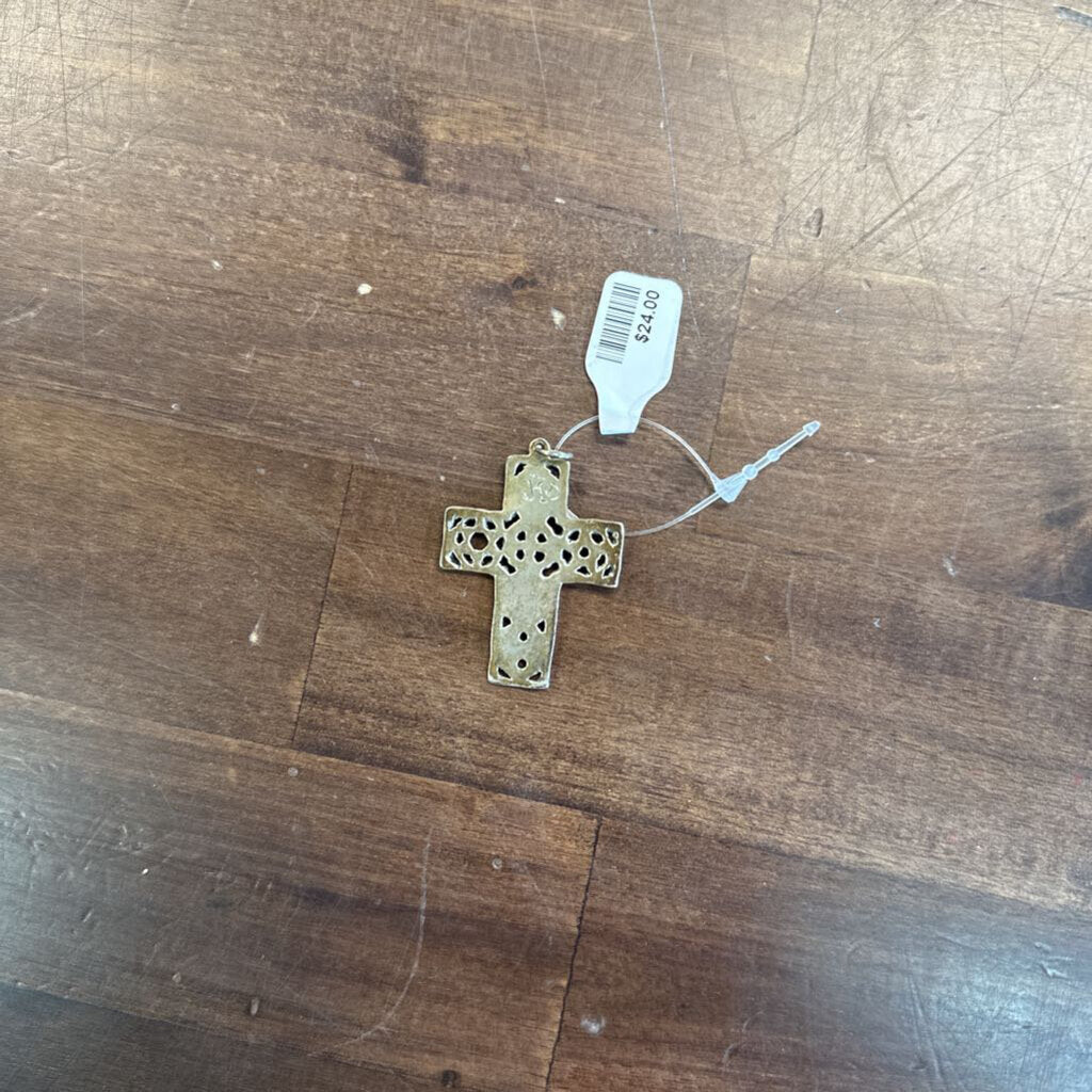 Silver Cross Print Pendant