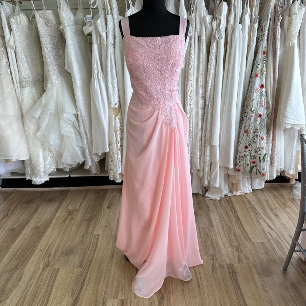 Pink Lace Top/ Jacket Long Formal Dress 12