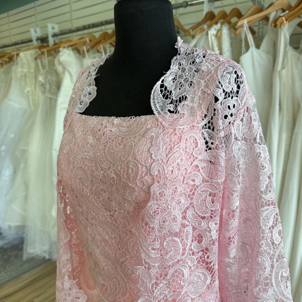 Pink Lace Top/ Jacket Long Formal Dress 12
