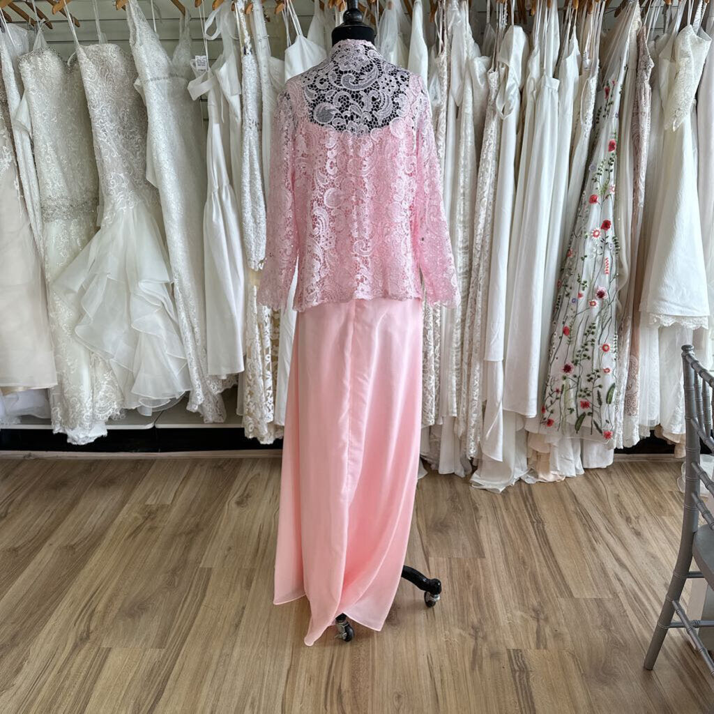 Pink Lace Top/ Jacket Long Formal Dress 12