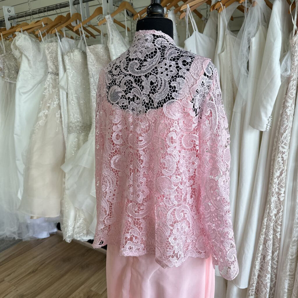 Pink Lace Top/ Jacket Long Formal Dress 12