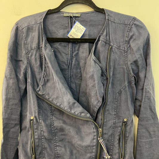 Michael Stars Blue 100% Linen Moto Jacket Small