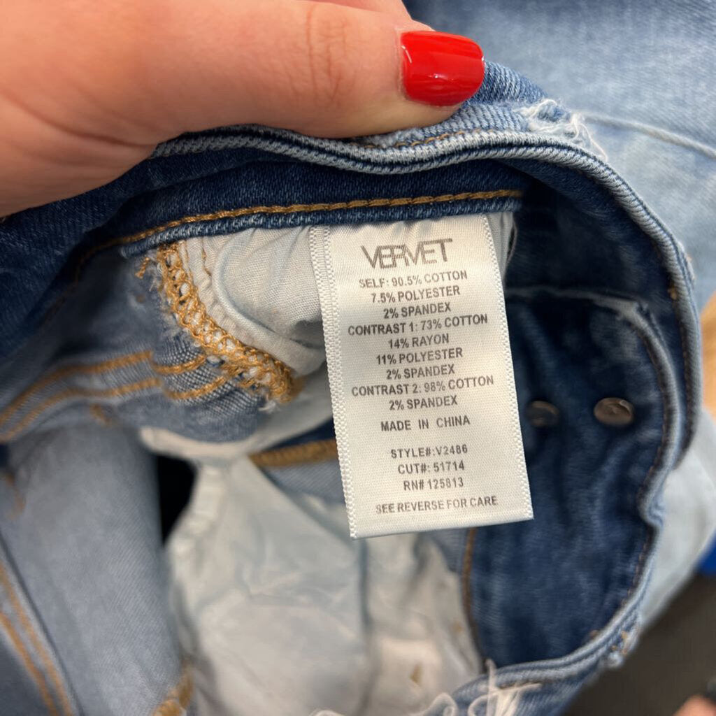Vervet Patchwork Denim Flare Jeans 26