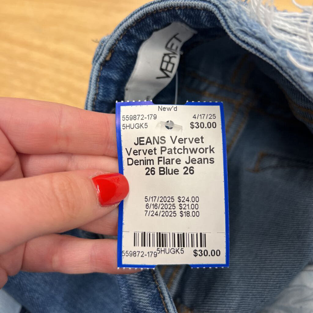 Vervet Patchwork Denim Flare Jeans 26