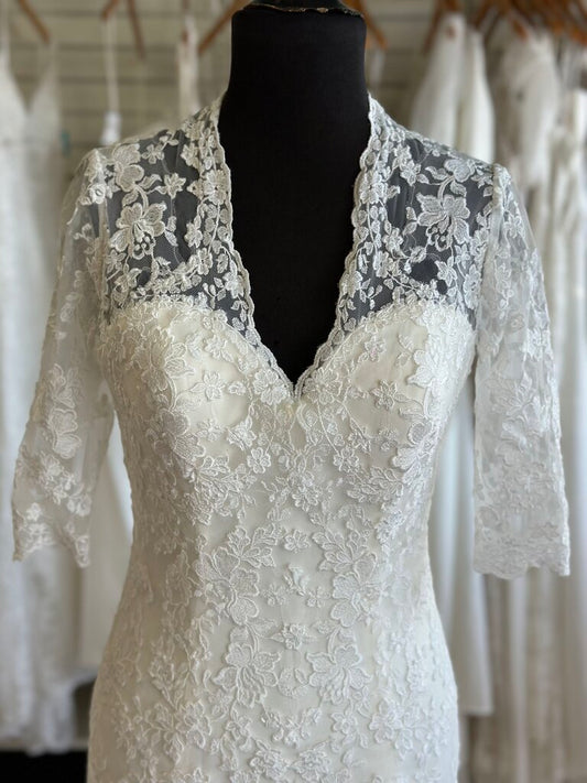Allure Short Sleeve Lace Wedding Gown 8