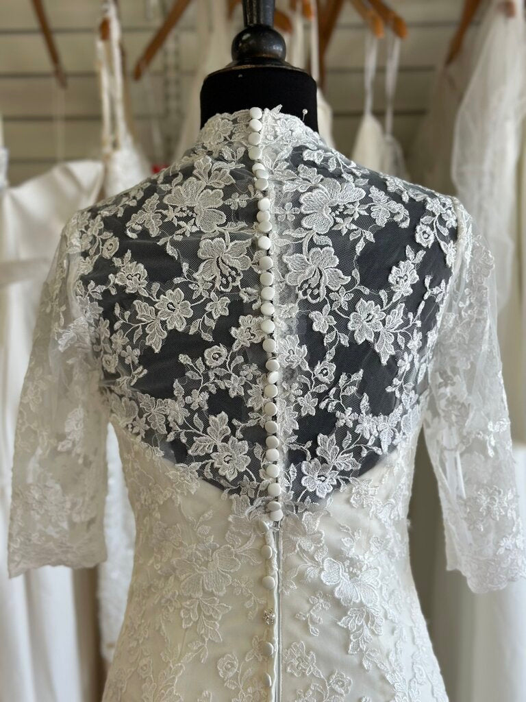 Allure Short Sleeve Lace Wedding Gown 8