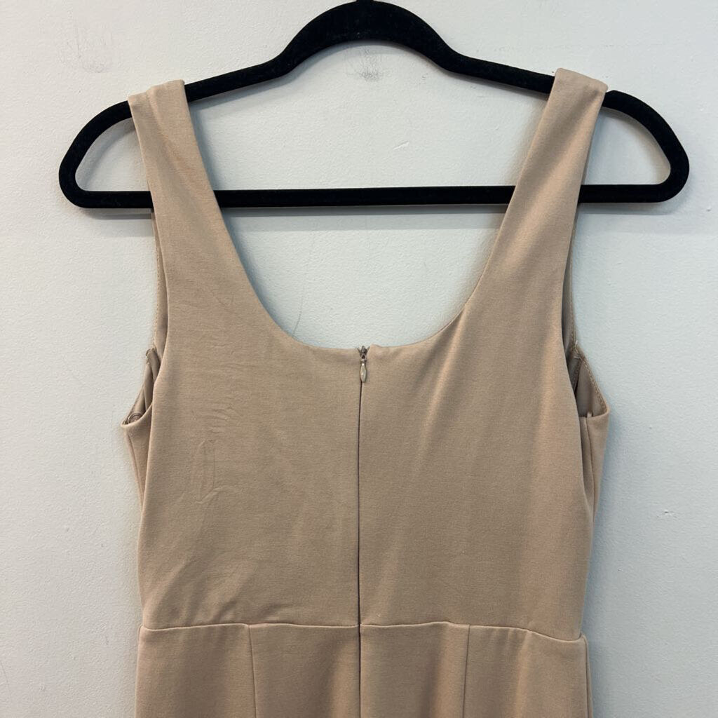 Kittenish Light Brown Corset Top Fitted Midi Dress Medium