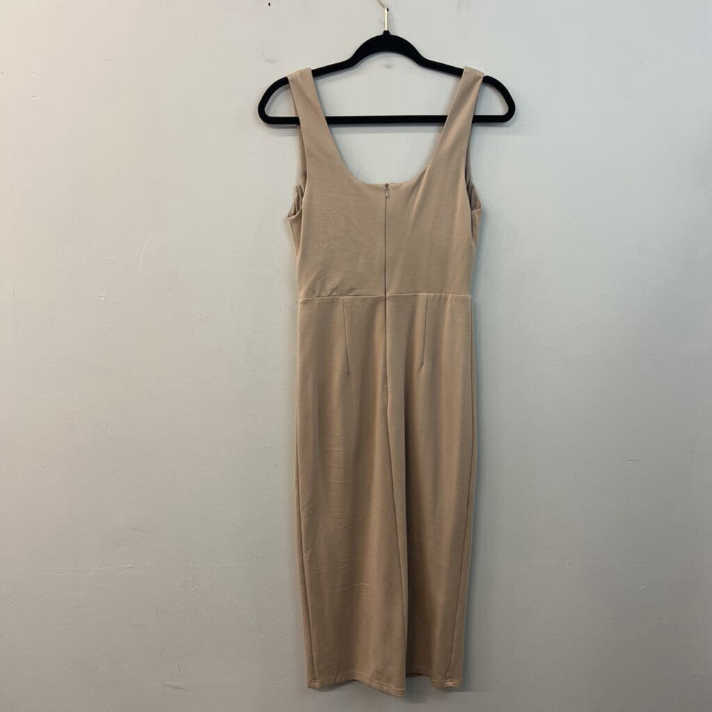 Kittenish Light Brown Corset Top Fitted Midi Dress Medium