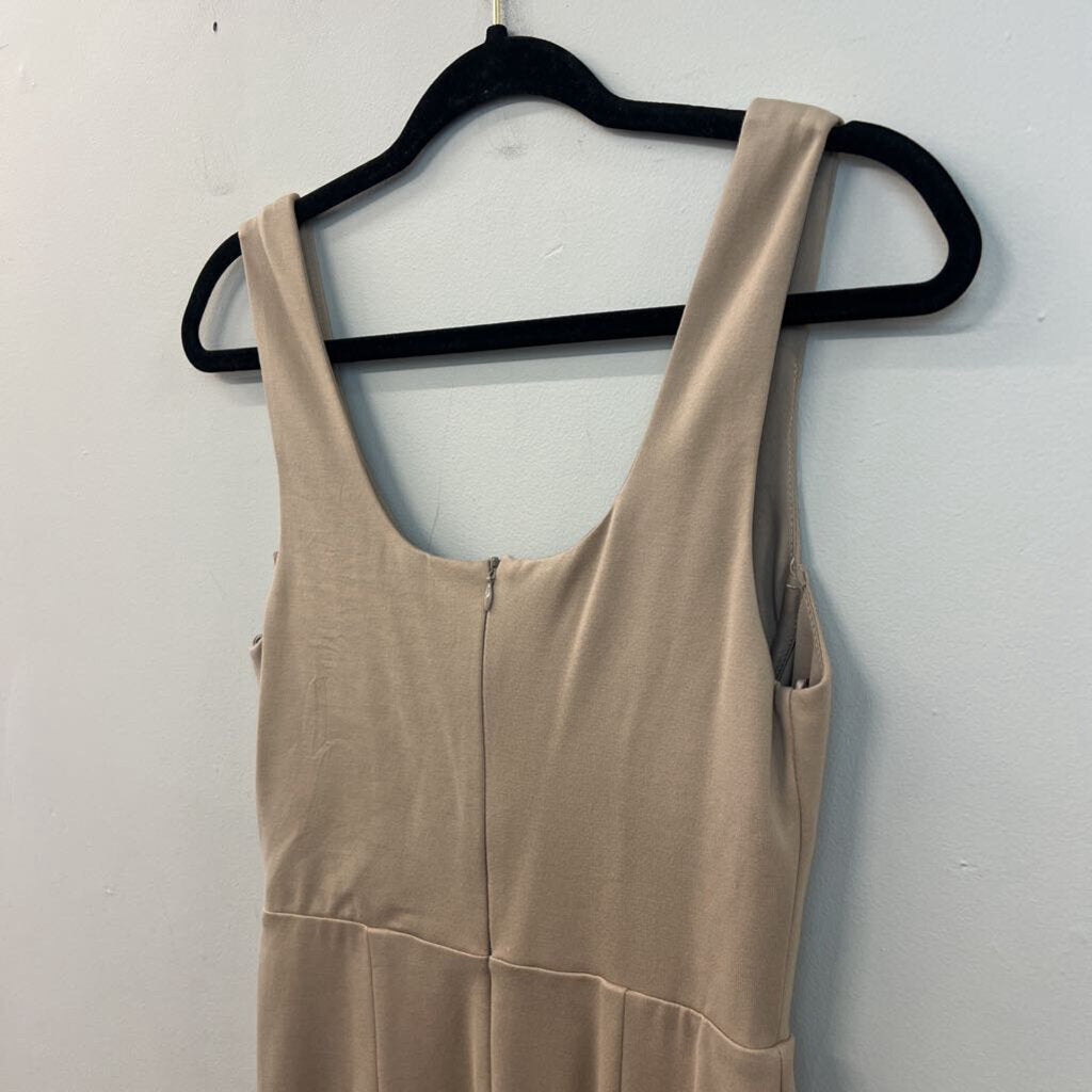 Kittenish Light Brown Corset Top Fitted Midi Dress Medium