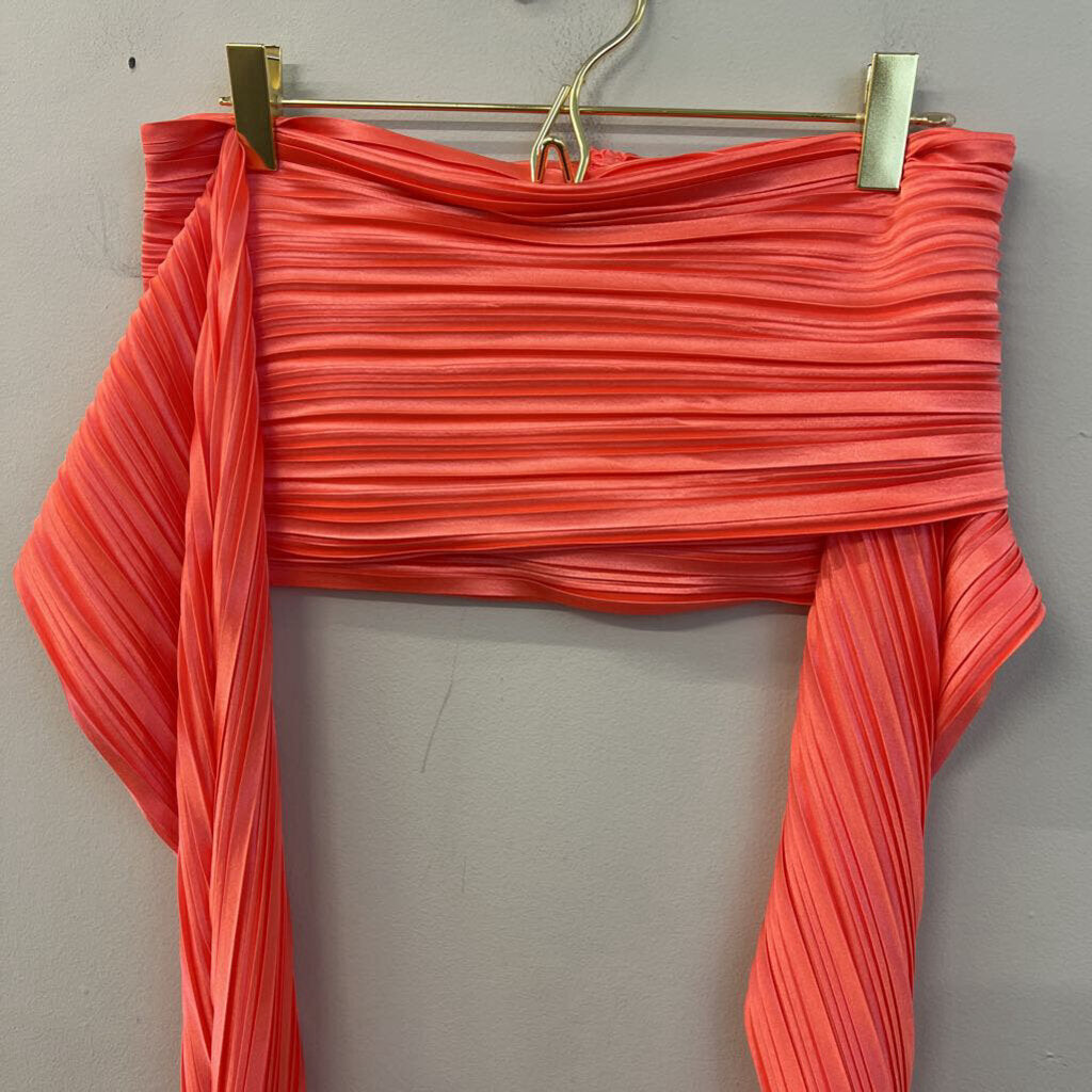 Hello Molly Coral Silky Pleated Convertible Wrap Top/ Pants Set Medium