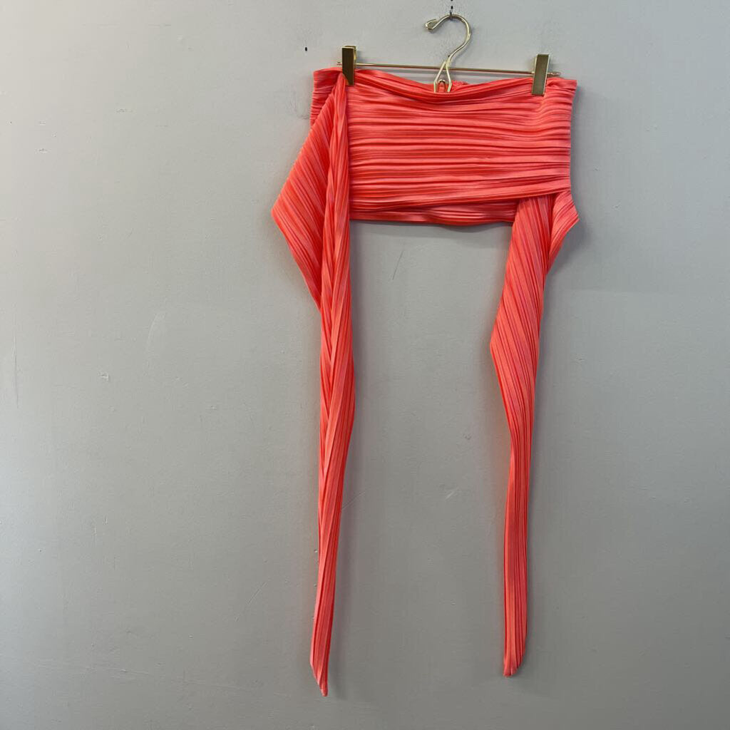 Hello Molly Coral Silky Pleated Convertible Wrap Top/ Pants Set Medium