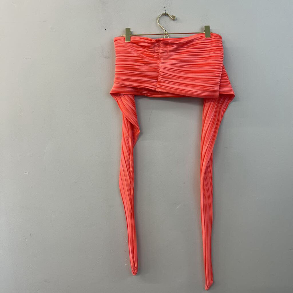 Hello Molly Coral Silky Pleated Convertible Wrap Top/ Pants Set Medium