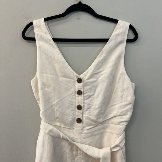 Loft Cream Linen Blend Jumpsuit 4
