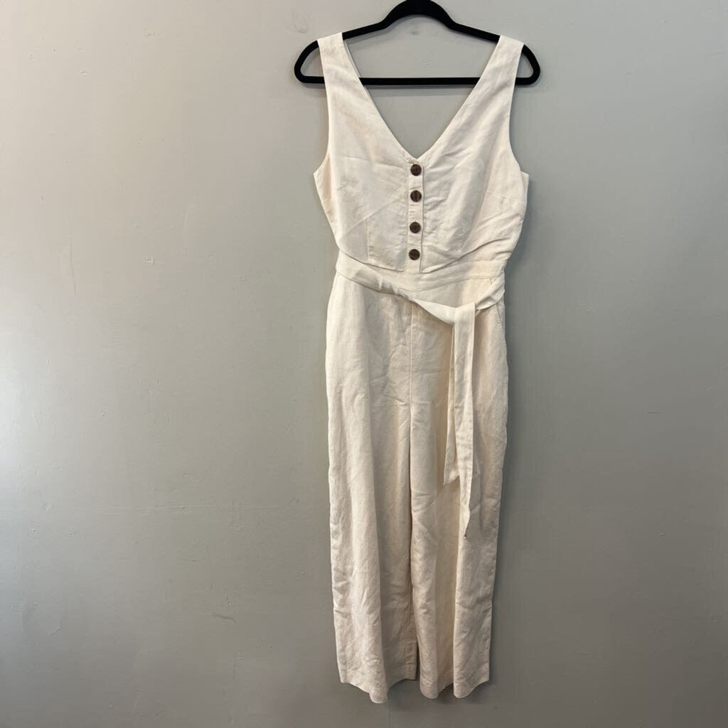 Loft Cream Linen Blend Jumpsuit 4