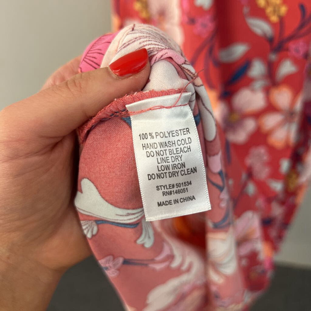 Monteau Orange/ Multi Flower Print Maxi Dress Small