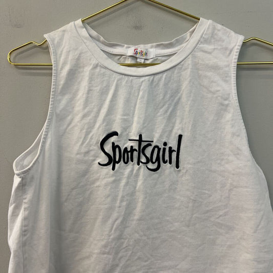 Sports Girl White/ Black Cropped Tank Top Medium
