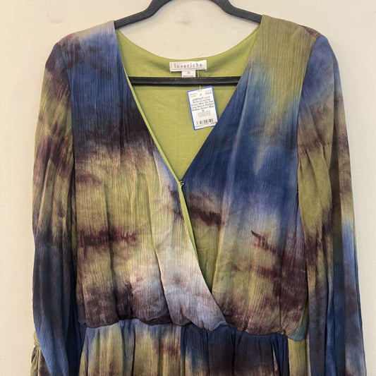 loveriche Green/ Blue Tie Dye Long Sleeve Romper Medium