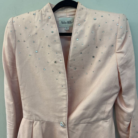 Vintage Nolan Miller Pink Rhinestone Detail Blazer Jacket 12