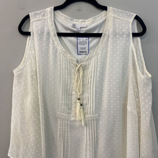 DR2 Cream Dot Detail Cold Shoulder Top 1X