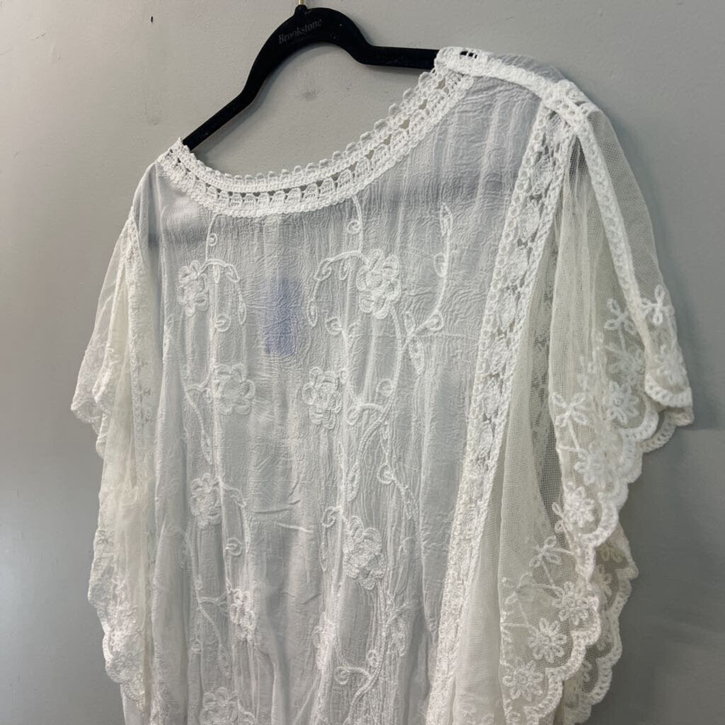 White Embroidered Lace Short Sleeve Top 18/20