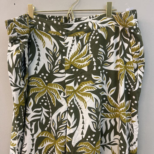 Green Tropical Print Wide Leg Pants XXL Tall