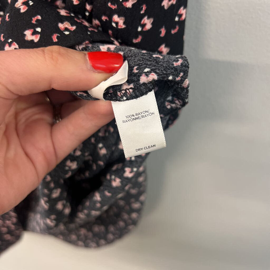 Loft Black/ Pink Print Short Sleeve Dress 2
