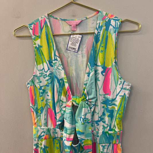 Lilly Pulitzer Blue/ Multi Sailboat Tie Front Romper Extra Small